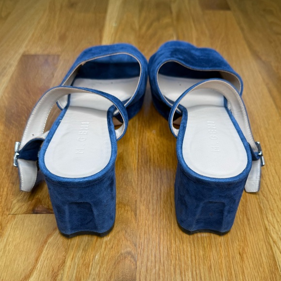 M. Gemi Navy Suede Platform Sandals - Handmade in Italy - Size 40 - Picture 5 of 7